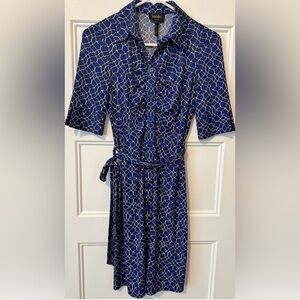 Laundry by Shelli Segal Cobalt Blue Geometric Shirt Dress Size 0
